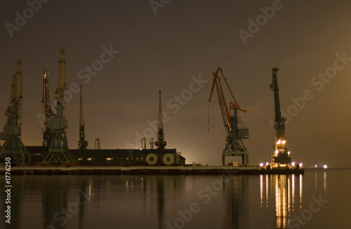 cranes in the port in baku, azerbaijan
