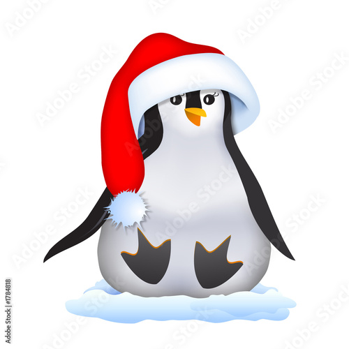 christmas penguin in santa hat