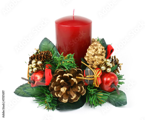 christmas candle ornament on white background