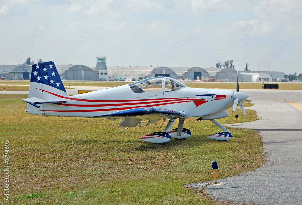 small light airplane in american flag color livery small light airplane in american flag color livery