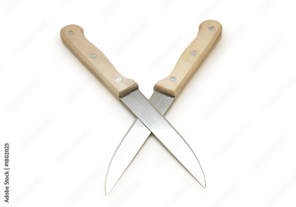 two shiny kitchen knives isolated on white two shiny kitchen knives isolated on white