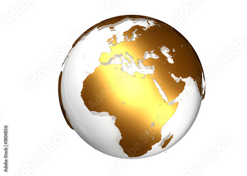 Fototapeta Naklejka Na Ścianę i Meble -  golden globe with view on europe and africa