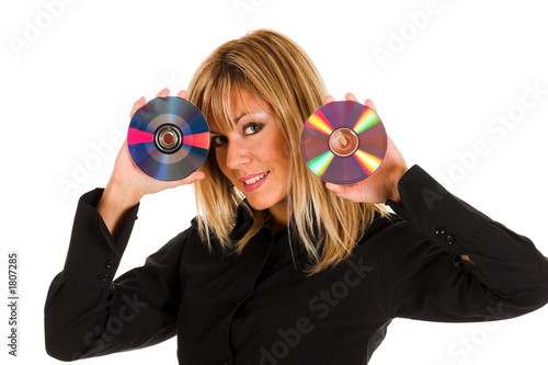 Bilde på lerret woman holding compact disc