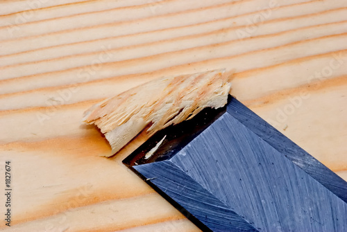 a sharp chisel in use
