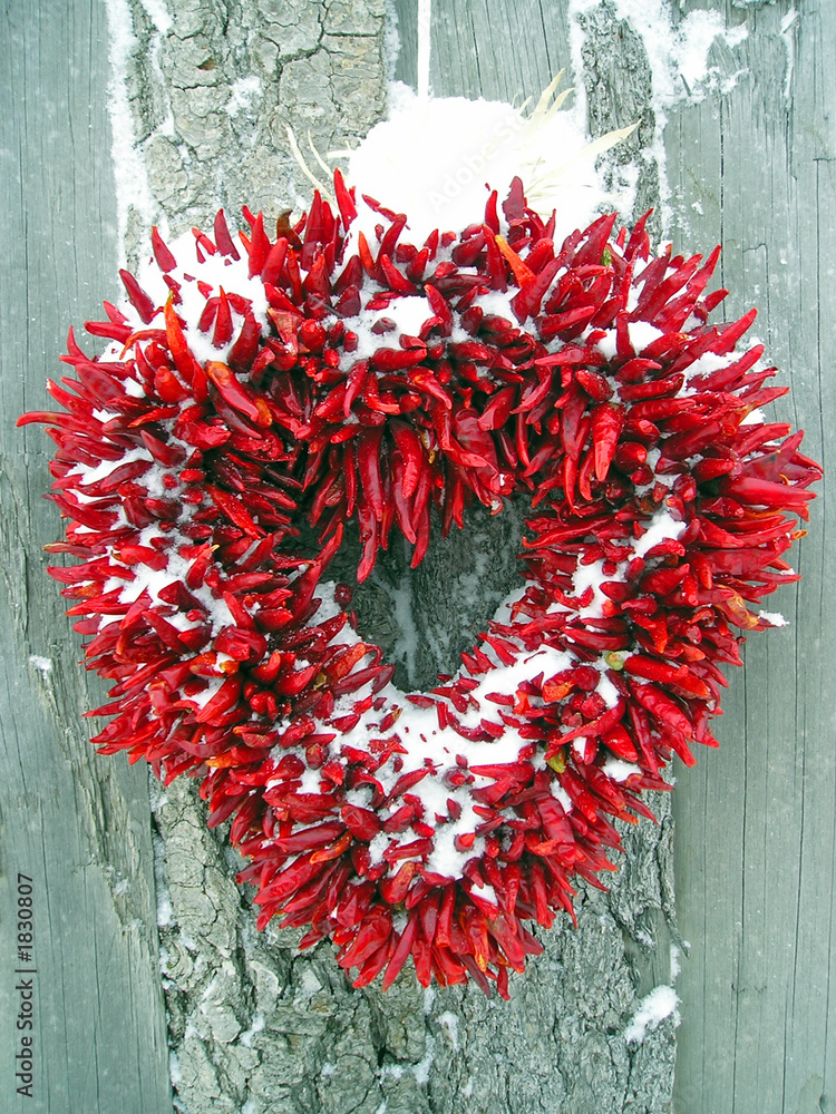 chili pepper christmas heart wreath Stock Photo | Adobe Stock