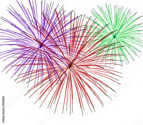 colorful fireworks on white