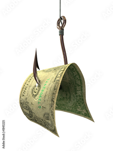 money on a hook - concepts and symbols 3d