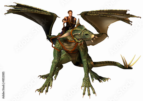 dragon and rider walking photo