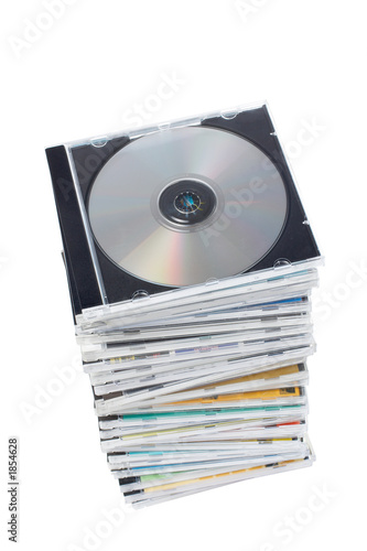 stack of dvd's and cd's photo