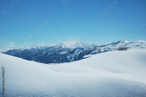 mountains under snow in winter - georgia, gudauri