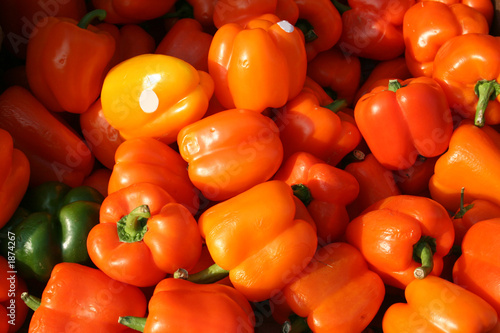 red peppers at a market stall