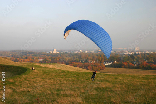Photography parachute over autumn landscape