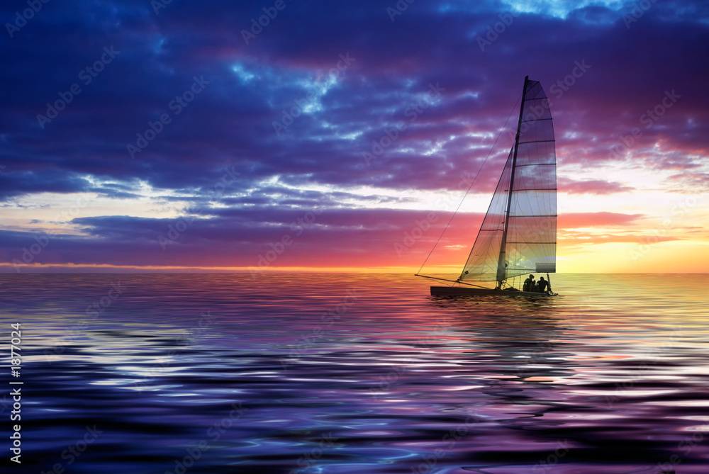 Leinwandbild Motiv - Eric Gevaert : sailing and sunset