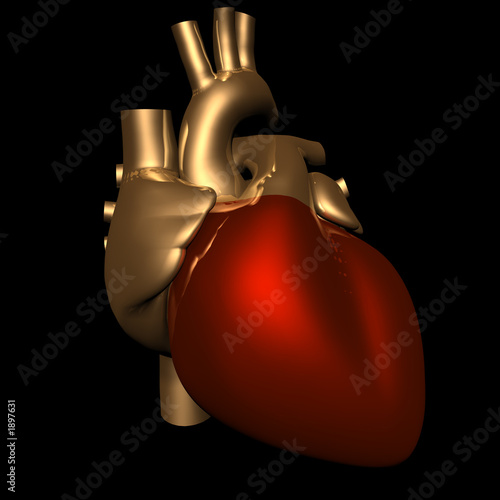 Foto metallic heart in gold and red