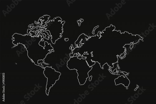 monde en relief blanc sur fond noir    carreaux