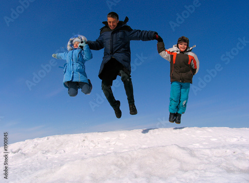 happy family jumping