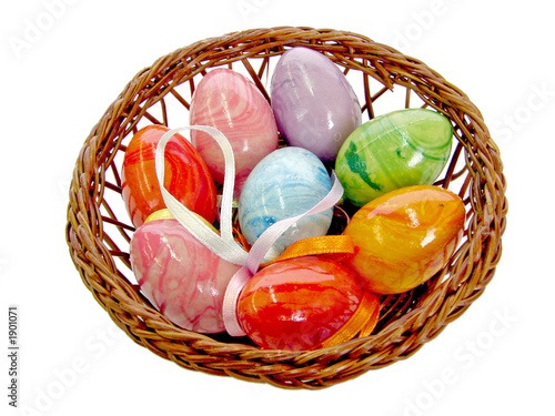 easter eggs in basket photo