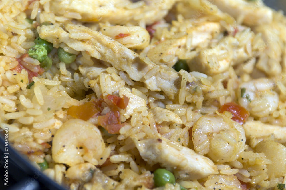 paella with chicken and seafood paella with chicken and seafood