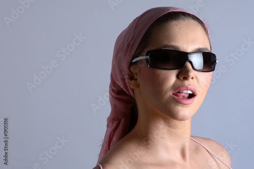 model with pink dress and sunglasses