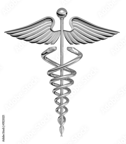caduceus medical symbol chrome