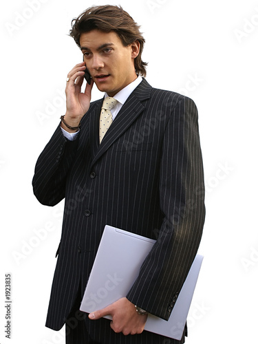 man with laptop and mobile phone
