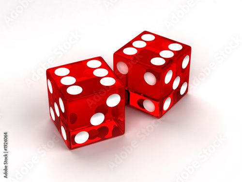 two red glass dices photo