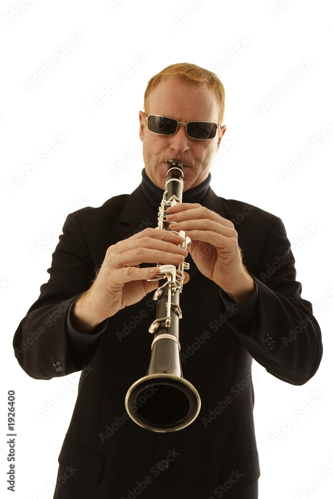 Naklejka premium man playing clarinet