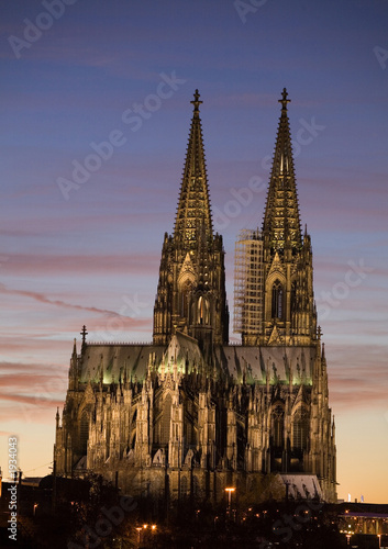 cologne cathedral against evening sky