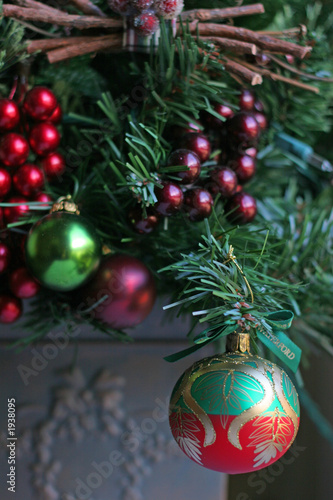 green and red christmas ornament