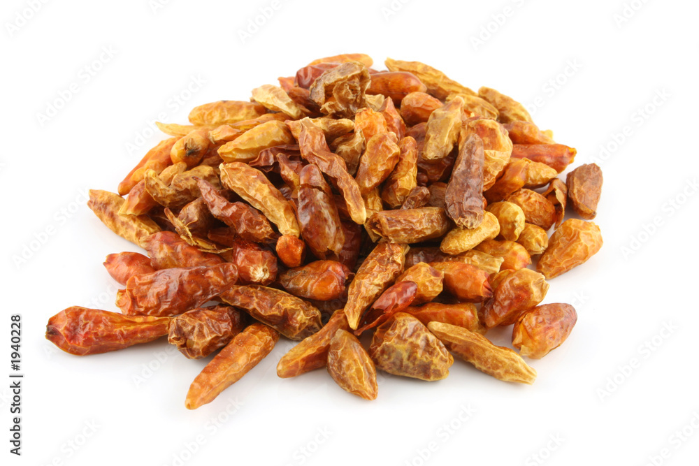 dried chilies on an isolated background