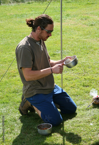 young man camping