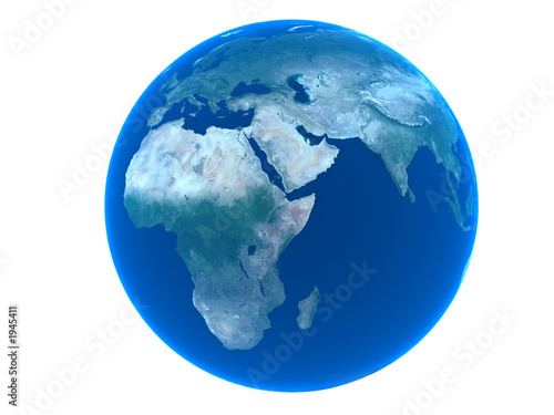 earth over white background