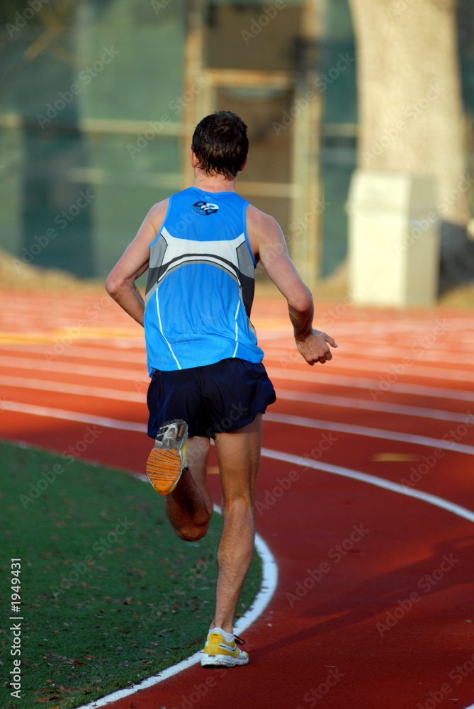 man running in blue