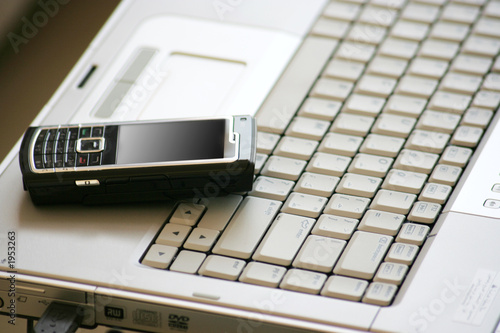 mobile on a laptop