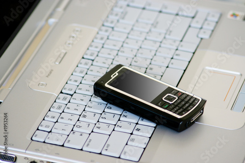 mobile on a laptop