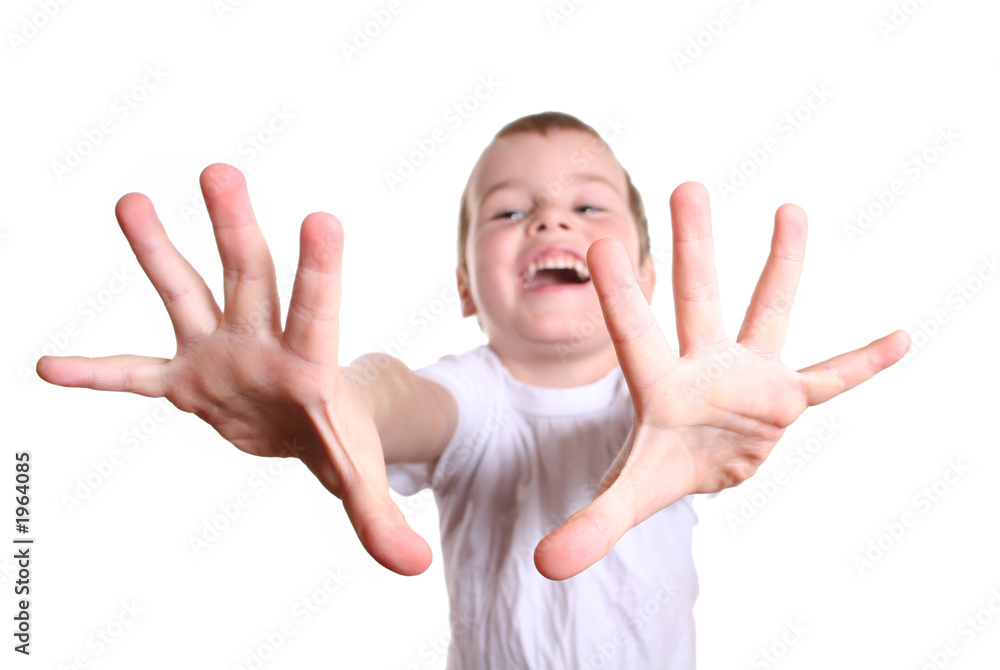 happy boy with fingers happy boy with fingers