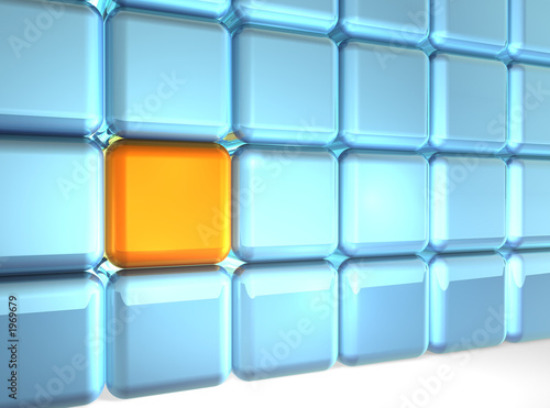 24 cubes (23 blue, 1 orange)