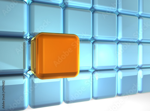 24 cubes (23 blue, 1 orange - extracted)