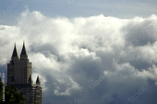 the tower in clouds