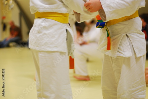 two boys preparing for a judo fight