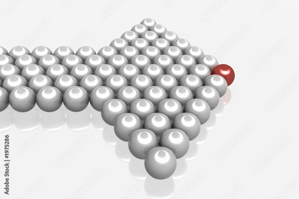 directional marker made of spheres. 3d image directional marker made of spheres. 3d image
