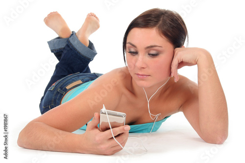 woman listening to music photo