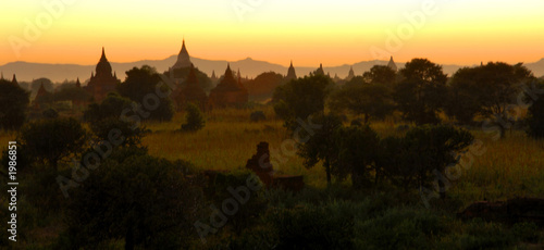 myanmar  bagan  panorama at the sundown