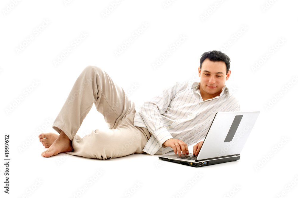 relaxed man with laptop relaxed man with laptop