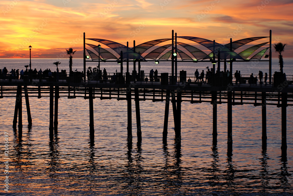 redondo beach pier at sunset
