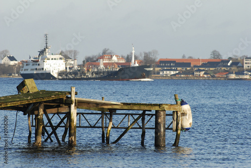 winter wooden bridge and boat © mema