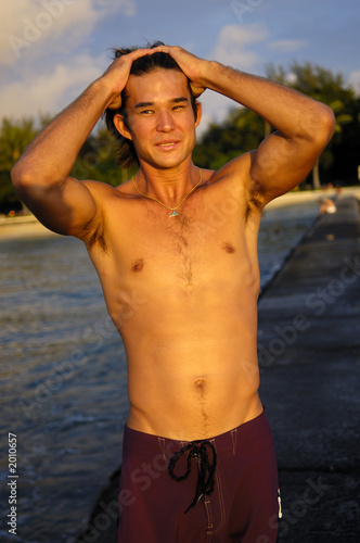 sexy man topless on beach