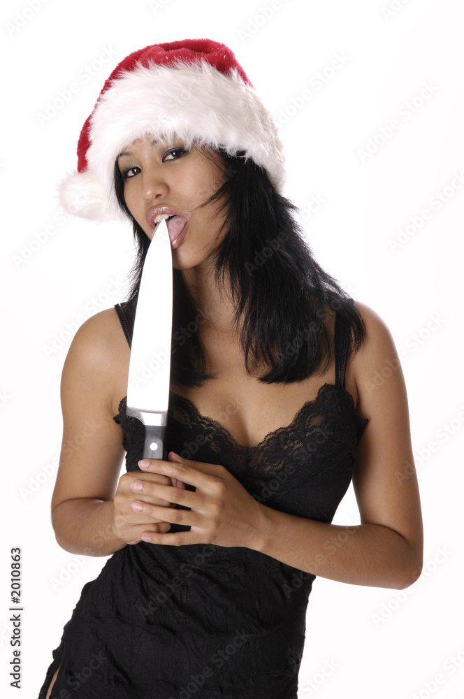 sexy asian girl with knife foto de Stock | Adobe Stock