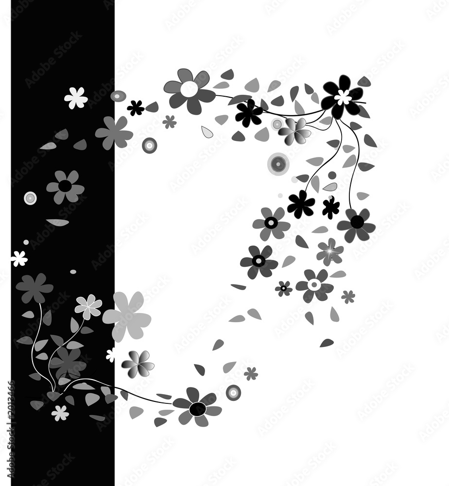 floral background in white and black