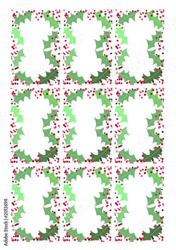 étiquettes de noël houx